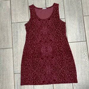 Athleta Dress Women Large Burgundy Animal Print Floral Shayla Sheath Tank Dress